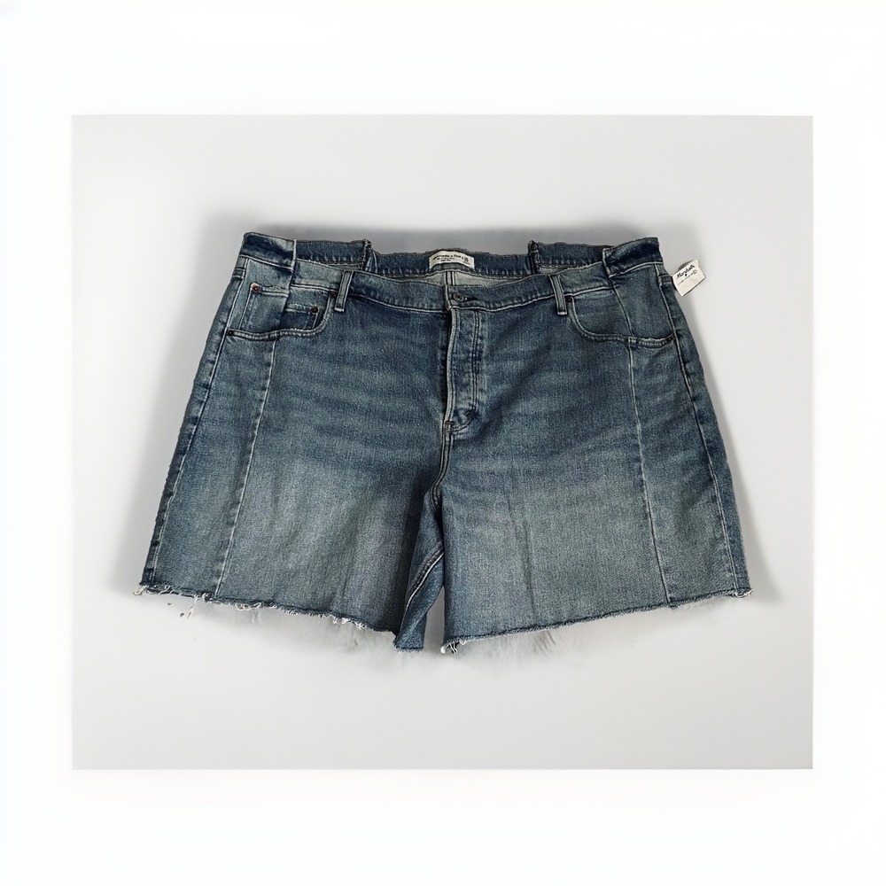 NWT Abercrombie & Fitch 7" Dad Short Plus Sz22 High Rise Denim Jorts Cutoffs 90s